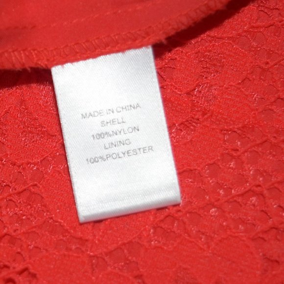 CeCe Curve-Hugging Pencil Skirt Features Beautifully Lace In Red Color / Size 0 - Picture 7 of 8